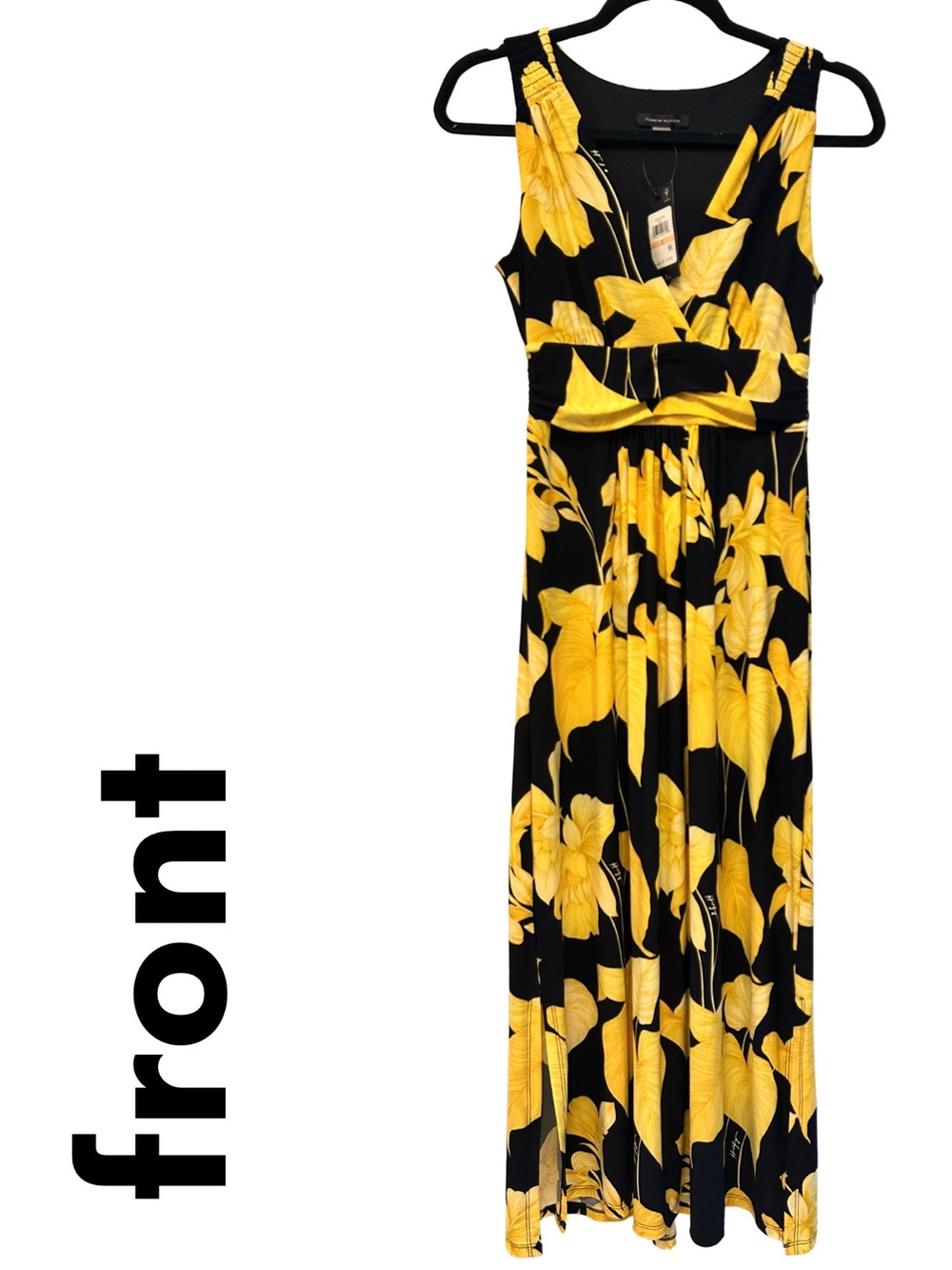 Tommy Hilfiger Black Maxi Dress with Yellow Floral Print